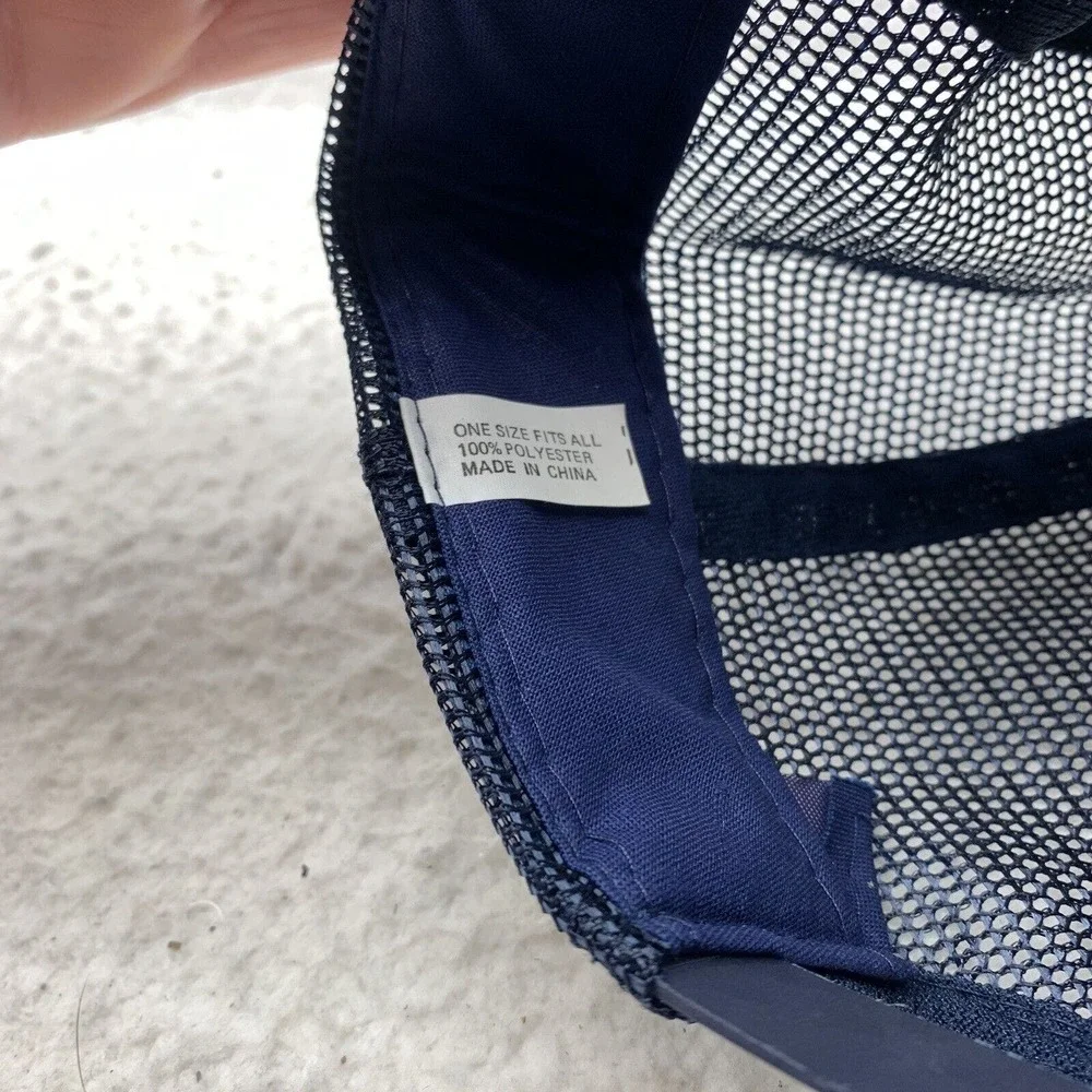 VTG ABC Trucker Hat Mens Snapback Foam Mesh Blue White Arrow Building Center Dad